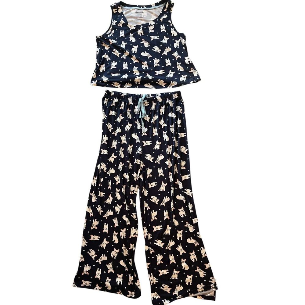NWT Pillow Talk Womens Dog Pajama Set L Tank Top Pants Cozy Hearts Valentines